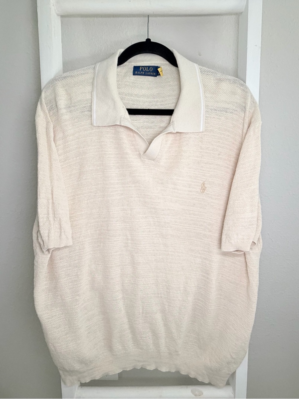 Ralph Lauren Cream Short-Sleeve Polo Sweater